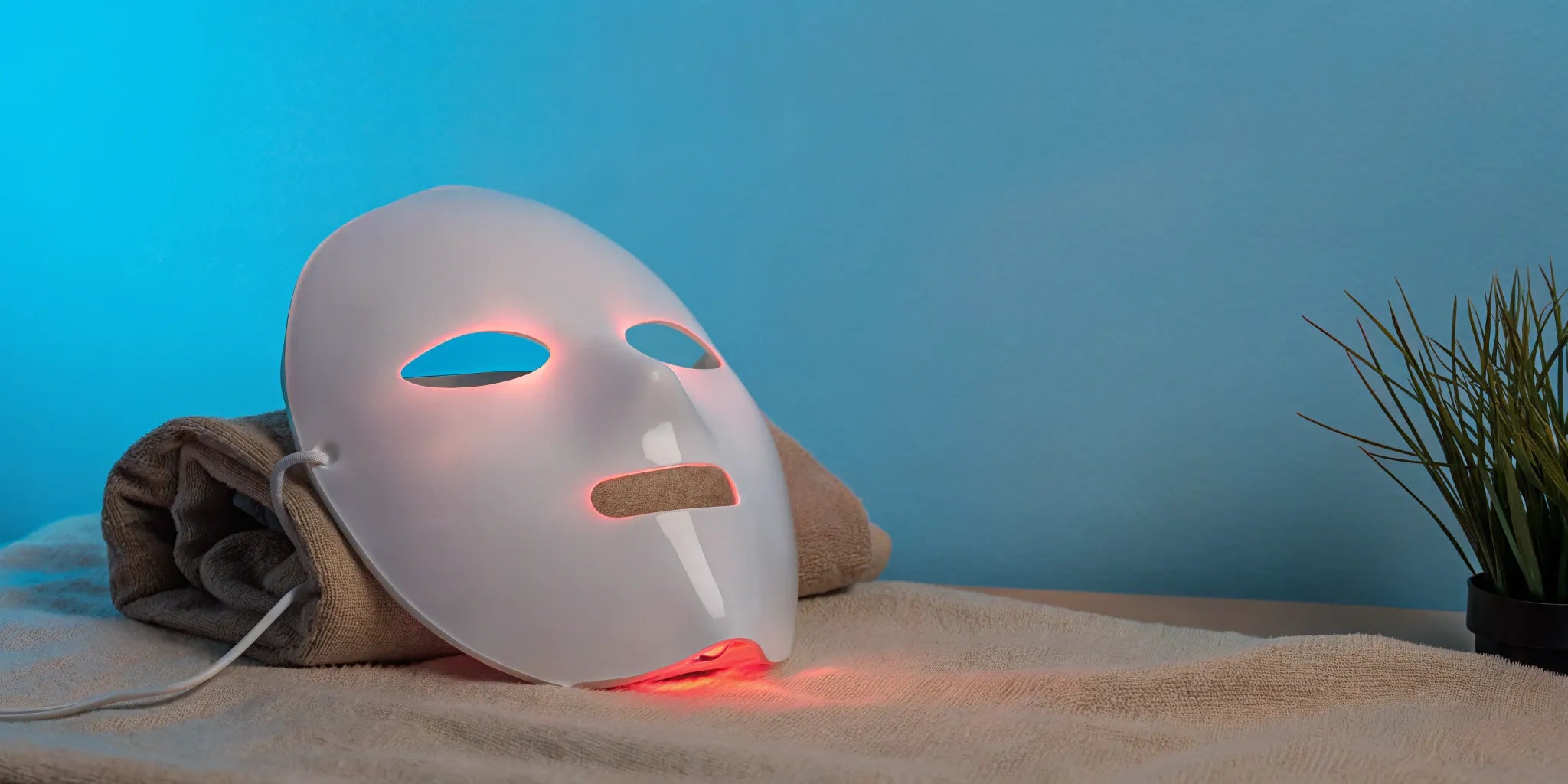 Best at-home LED light therapy mask in Australia with glowing red light.