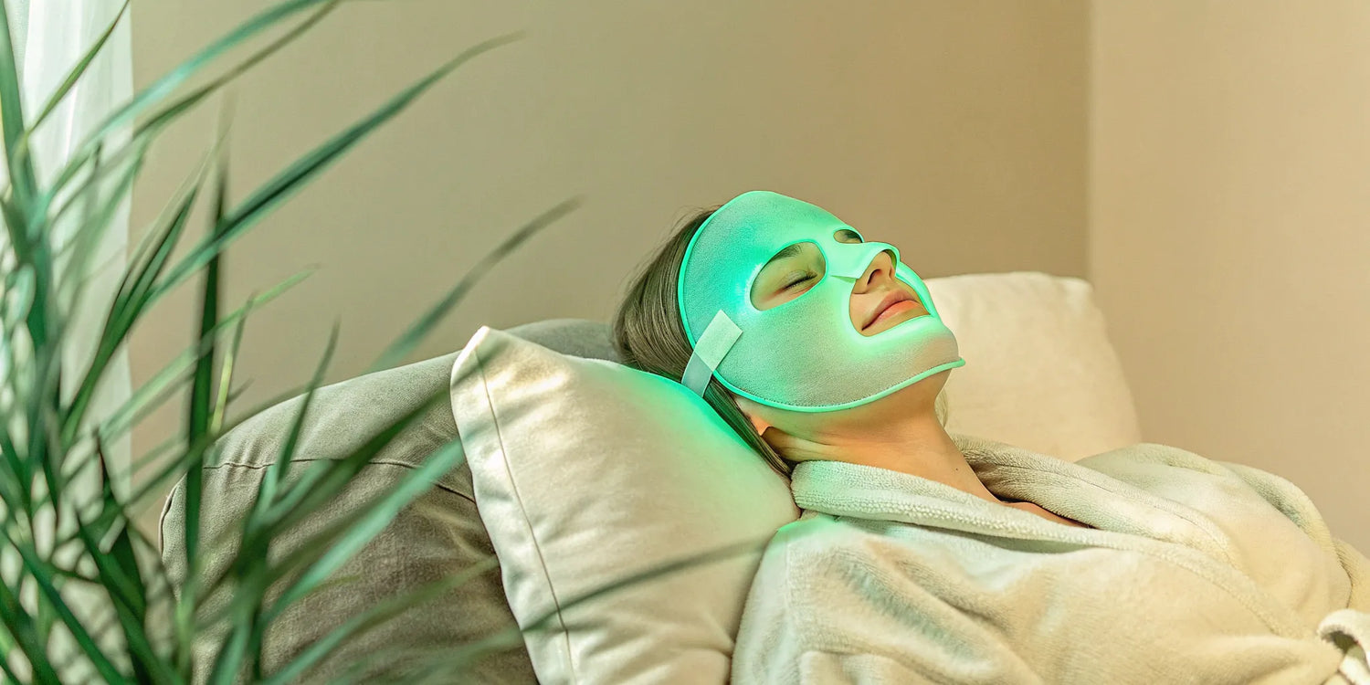 LED light facial mask for glowing skin.