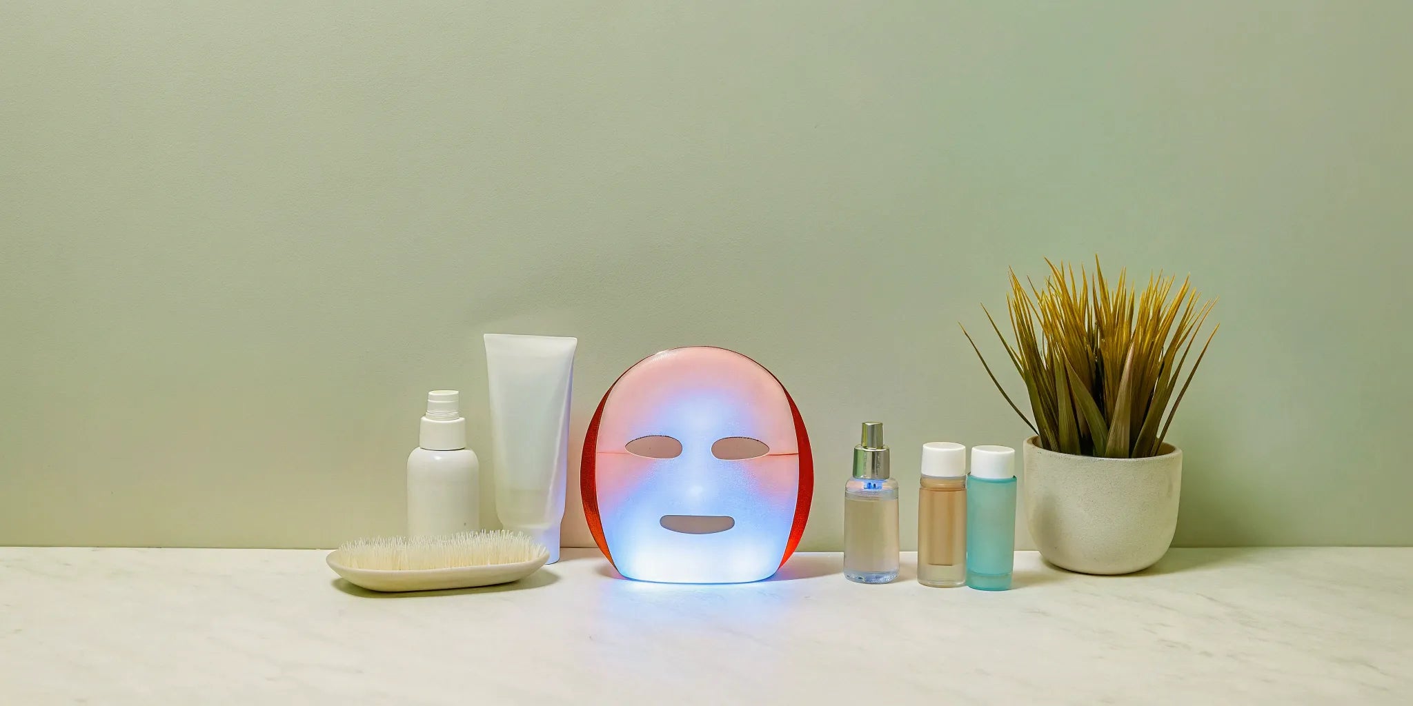 LED light therapy mask and skincare products. Potential safety concerns.