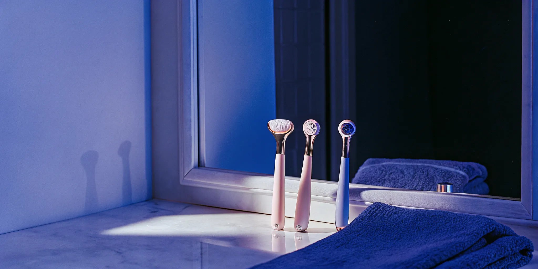A variety of professional facial tools for an at-home skincare routine.