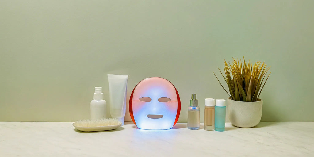 LED light therapy mask and skincare products. Potential safety concerns.
